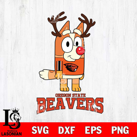 Oregon State Beavers Bluey Chilli Christmas Deer Svg Eps Dxf Png File, Digital Download