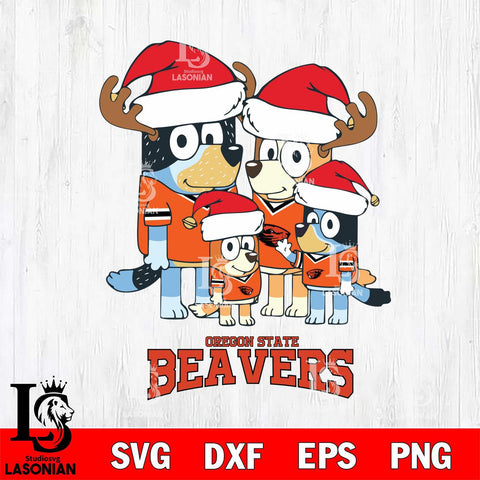 Oregon State Beavers Christmas Bluey Santa Family Cut Files,Bluey Cricut,Christmas Svg , Bluey svg , Digital Download, dxf eps png pdf file