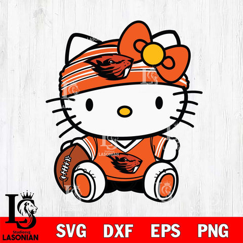 Oregon State Beavers Cute Hello Kitty Football 12 Svg Eps Dxf Png File, NCAA svg, Digital Download, Instant Download