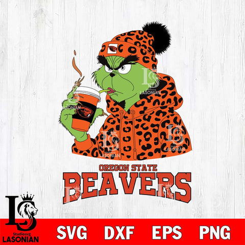 Oregon State Beavers Grinch Leopard Christmas Cut Files Cricut, Svg Dxf Eps Png file, Digital download , Silhouette