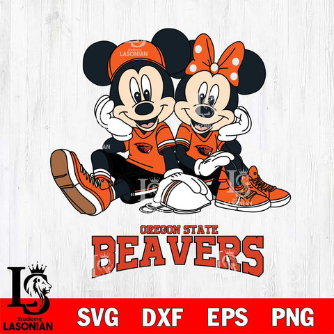 Oregon State Beavers Mickey Minnie Mouse Football Sit Svg Eps Dxf Png File, NCAA svg , File Cut , Digital Download , Instant Download, Cut Svg Files