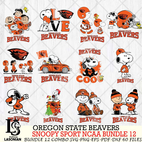 Oregon State Beavers  Snoopy NCAA Bundle 12 SVG Svg Eps Dxf Png File, Digital Download