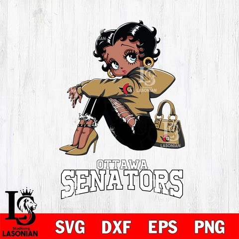 Ottawa Senators Betty Boop Black Fan Girl Svg Eps Dxf Png File, Digital Download, Instant Download