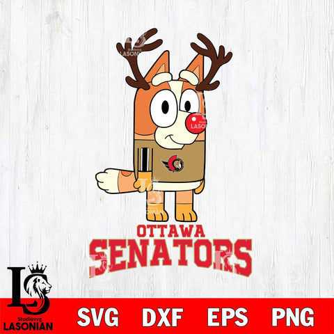 Ottawa Senators Bluey Chilli Christmas Deer Svg Eps Dxf Png File, Digital Download