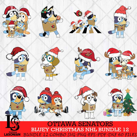 Ottawa Senators Bluey Christmas NHL Bundle 12 Svg Eps Dxf Png File, Digital Download, Instant Download