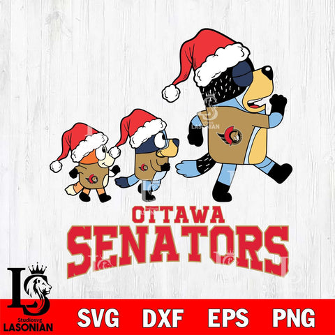 Ottawa Senators Bluey Family Christmas Svg Eps Dxf Png File, Digital Download