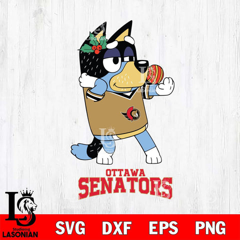 Ottawa Senators Christmas Bluey Bandit Heeler Svg, Christmas Svg , NHL svg , Digital Download, dxf eps png pdf file