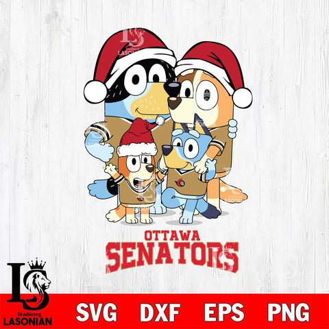 Ottawa Senators Christmas Bluey Family Sport Svg, Christmas Svg , NHL svg , Digital Download, dxf eps png pdf file