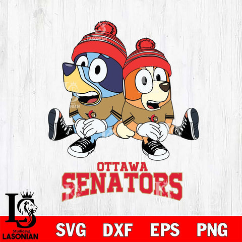 Ottawa Senators Christmas Bluey & Bingo Sit Svg, Christmas Svg , NHL svg , Digital Download, dxf eps png pdf file