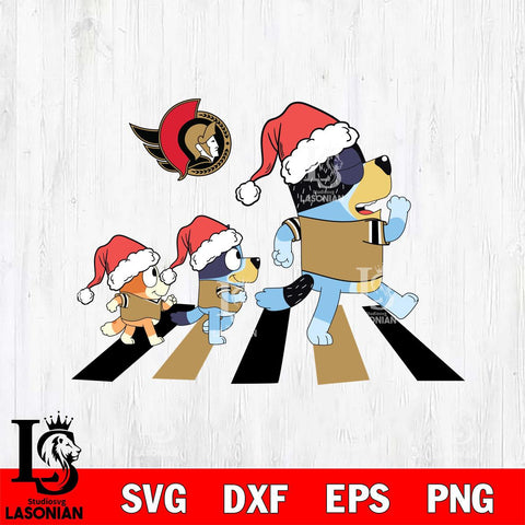 Ottawa Senators Family Bluey Walking Christmas Svg Eps Dxf Png File, Digital Download, Instant Download