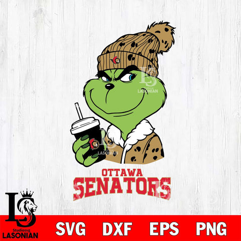 Ottawa Senators Grinch Cofffe Christmas Cut Files, Cricut,Christmas Svg Dxf Eps Png file , Digital Download