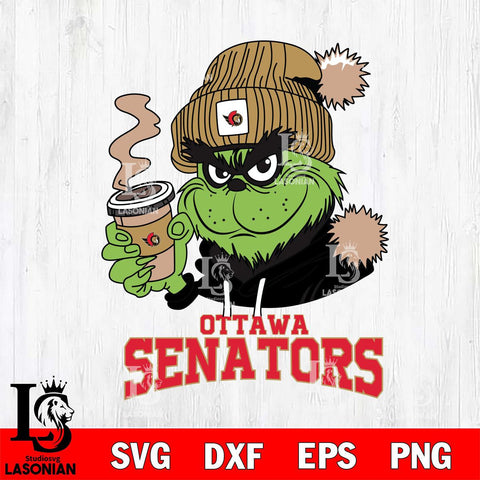 Ottawa Senators Grinch Cofffe Hoodie Cut Files, Cricut,Christmas Svg Dxf Eps Png file , Digital Download