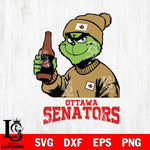 Ottawa Senators Grinch Drinking Beer Christmas Cut Files, Cricut,Christmas Svg Dxf Eps Png file , Digital Download