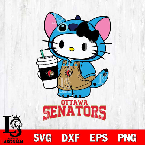 Ottawa Senators Hello Kitty Stitch Svg Eps Dxf Png File, NHL svg, Digital Download, Instant Download