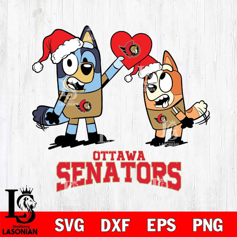 Ottawa Senators Love Bluey Christmas Svg Eps Dxf Png File, Digital Download