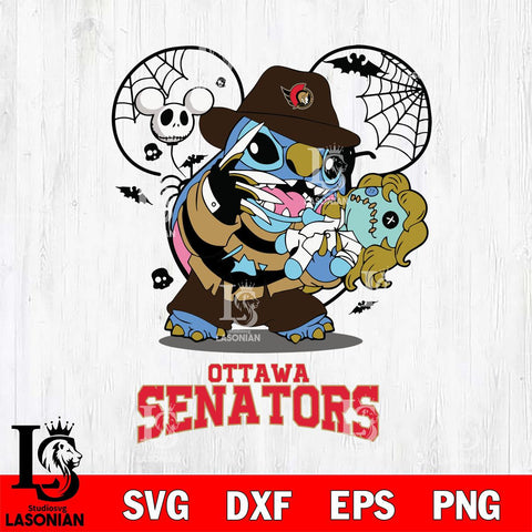 Ottawa Senators Stitch Freddy Krueger Halloween Svg Eps Dxf Png File, Digital Download, Instant Download