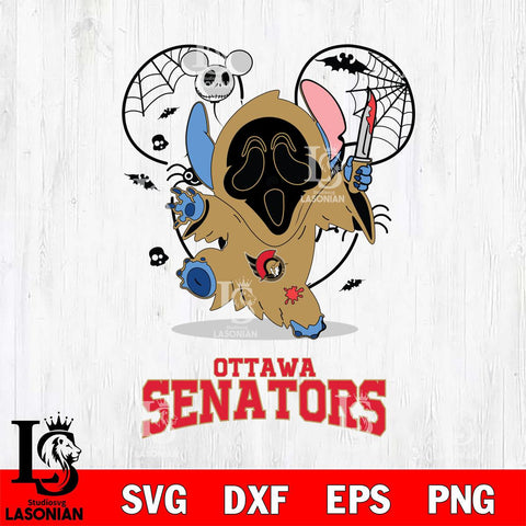 Ottawa Senators Stitch Ghost Face Halloween 2 Svg Eps Dxf Png File, Digital Download, Instant Download