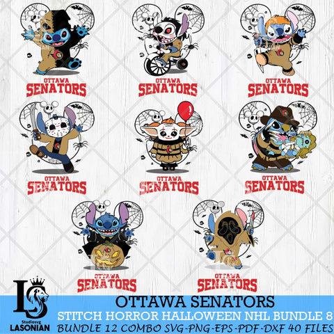 Ottawa Senators Stitch Halloween Bundle 8 SVG Svg Eps Dxf Png File, Digital Download, Instant Download