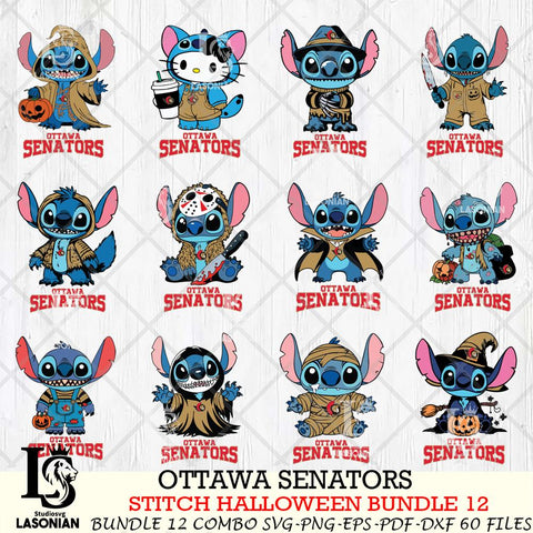 Ottawa Senators Stitch Horror Bundle 12 SVG Svg Eps Dxf Png File,Bundle NHL svg, Digital Download, Instant Download