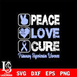 Peace Love Cure pulmonary hypertension awareness 2 Svg Eps Dxf Png File, Digital Download, Instant Download