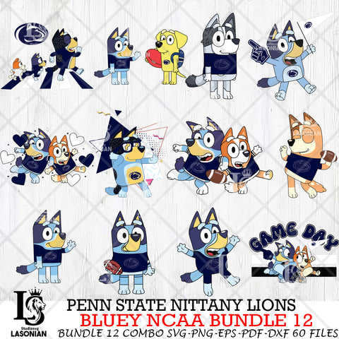 Penn State Nittany Lions Bluey NCAA Bundle 12 Svg Eps Dxf Png File, Digital Download, Instant Download