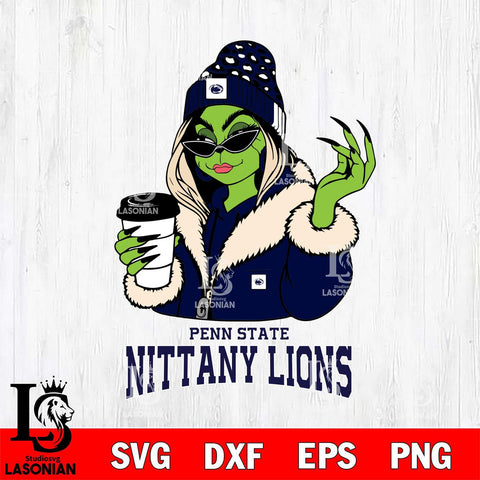 Penn State Nittany Lions Boujee Grinch Girls Christmas Cut Files Cricut, Svg Dxf Eps Png file, Digital download , Silhouette