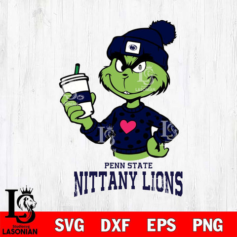 Penn State Nittany Lions Boujee Grinch Heart Christmas Cut Files Cricut, Svg Dxf Eps Png file, Digital download , Silhouette