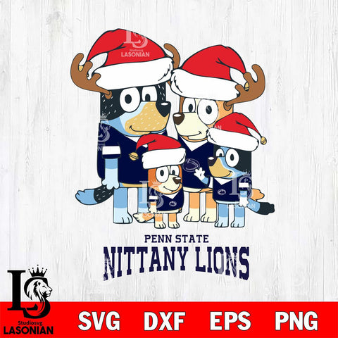 Penn State Nittany Lions Christmas Bluey Santa Family Cut Files,Bluey Cricut,Christmas Svg , Bluey svg , Digital Download, dxf eps png pdf file