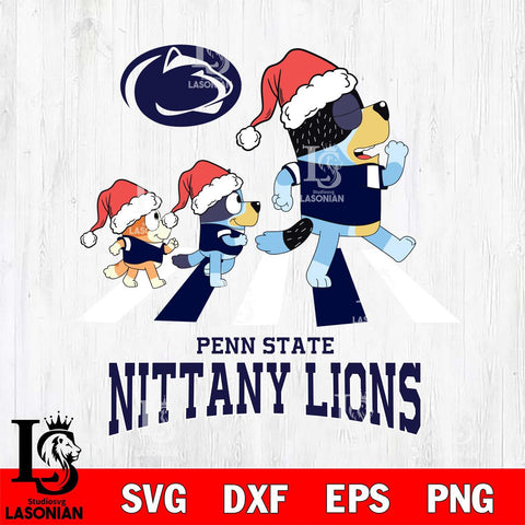 Penn State Nittany Lions Christmas Family Bluey Walking Cut Files,Bluey Cricut,Christmas Svg , Bluey svg , Digital Download, dxf eps png pdf file