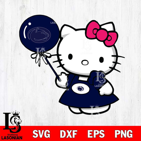 Penn State Nittany Lions Cute Hello Kitty 2 Svg Eps Dxf Png File, Digital Download, Instant Download