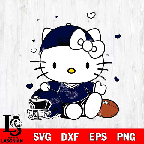 Penn State Nittany Lions Cute Hello Kitty Football Svg Eps Dxf Png File, NCAA svg, Digital Download, Instant Download