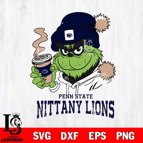 Penn State Nittany Lions Grinch Cofffe Hoodie Cut Files Cricut, Svg Dxf Eps Png file, Digital download , Silhouette