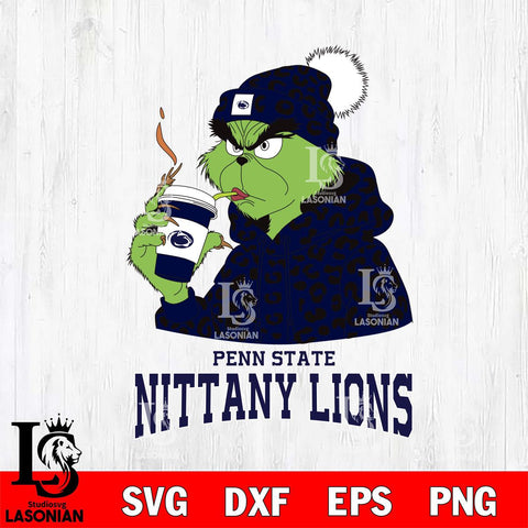 Penn State Nittany Lions Grinch Leopard Christmas Cut Files Cricut, Svg Dxf Eps Png file, Digital download , Silhouette