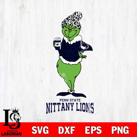 Penn State Nittany Lions Grinch Leopard Coffee Svg Eps Dxf Png File, Digital Download, Instant Download