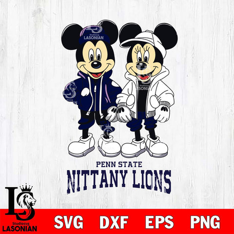 Penn State Nittany Lions Mickey Minnie Mouse Football Svg Eps Dxf Png File, NCAA svg , File Cut , Digital Download , Instant Download, Cut Svg Files