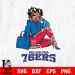 Philadelphia 76ers Awesome Black Fan Girl Betty Boop