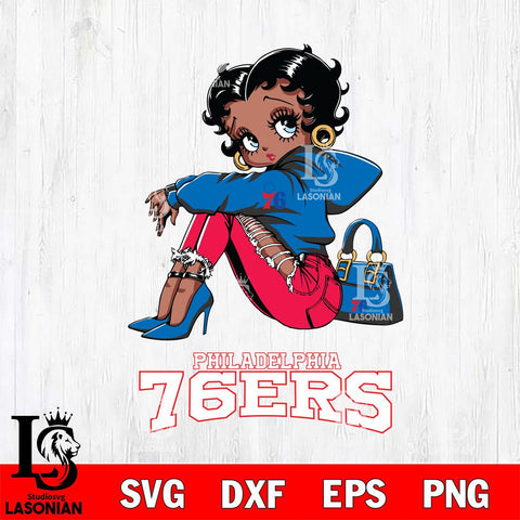 Philadelphia 76ers Betty Boop Black Fan Girl Svg Eps Dxf Png File, Digital Download, Instant Download