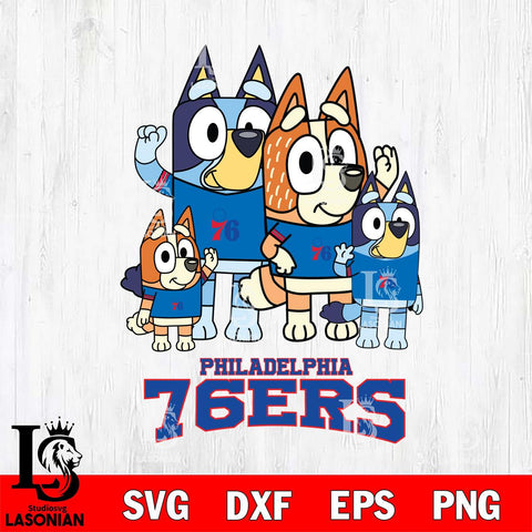 Philadelphia 76ers Bluey & Bingo 14 Svg Eps Dxf Png File, NBA svg, Digital Download, Instant Download