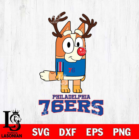 Philadelphia 76ers Bluey Chilli Christmas Deer Svg Eps Dxf Png File, Digital Download