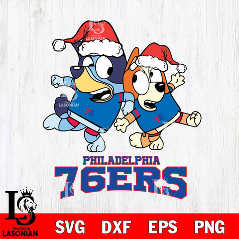 Philadelphia 76ers Bluey Christmas Holiday Svg Eps Dxf Png File, Digital Download