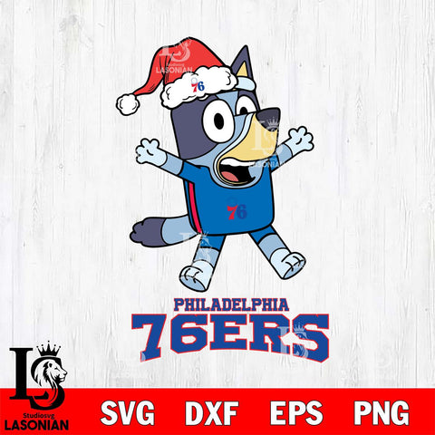 Philadelphia 76ers Bluey Happy Christmas Svg Eps Dxf Png File, Digital Download