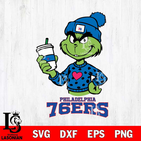 Philadelphia 76ers Boujee Grinch Heart Christmas Cut Files Cricut, Svg Dxf Eps Png file , Silhouette