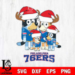 Philadelphia 76ers Christmas Bluey Santa Family Svg , Christmas Svg , Bluey svg , Digital Download, dxf eps png pdf file