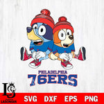 Philadelphia 76ers Christmas Bluey & Bingo Sit Svg , Christmas Svg , Bluey svg , Digital Download, dxf eps png pdf file