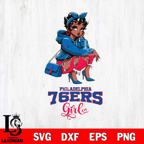 Philadelphia 76ers Fashion Black Fan Girl Betty Boop