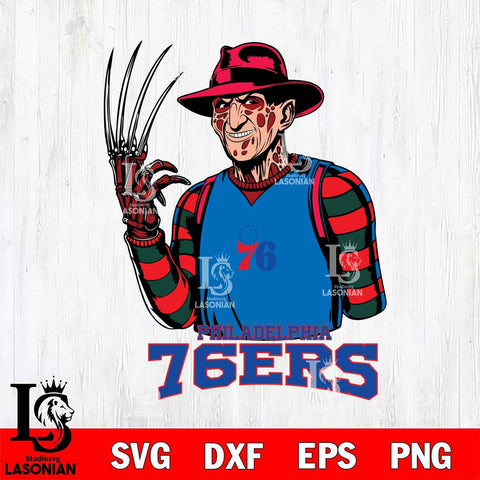 Philadelphia 76ers Freddy Krueger Horror Svg Eps Dxf Png File, NBA svg, Digital Download, Instant Download