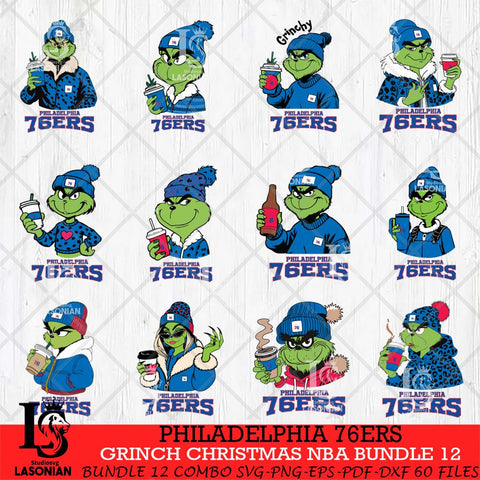 Philadelphia 76ers Grinch Christmas NBA Bundle 12 Cut Files Cricut, Svg Dxf Eps Png file , Silhouette