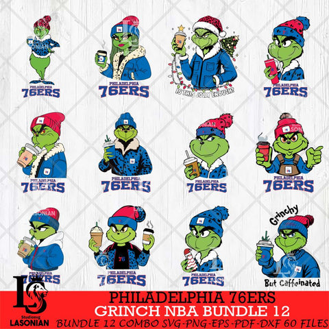 Philadelphia 76ers Grinch NBA Bundle 12 SVG Eps Dxf Png File, Digital Download, Instant Download