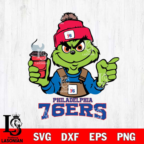 Philadelphia 76ers Grinch with coffee Svg Eps Dxf Png File, Digital Download, Instant Download