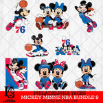 Philadelphia 76ers  Mickey Minne NBA Bundle 8 SVG Svg Eps Dxf Png File, NBA svg, Digital Download, Instant Download